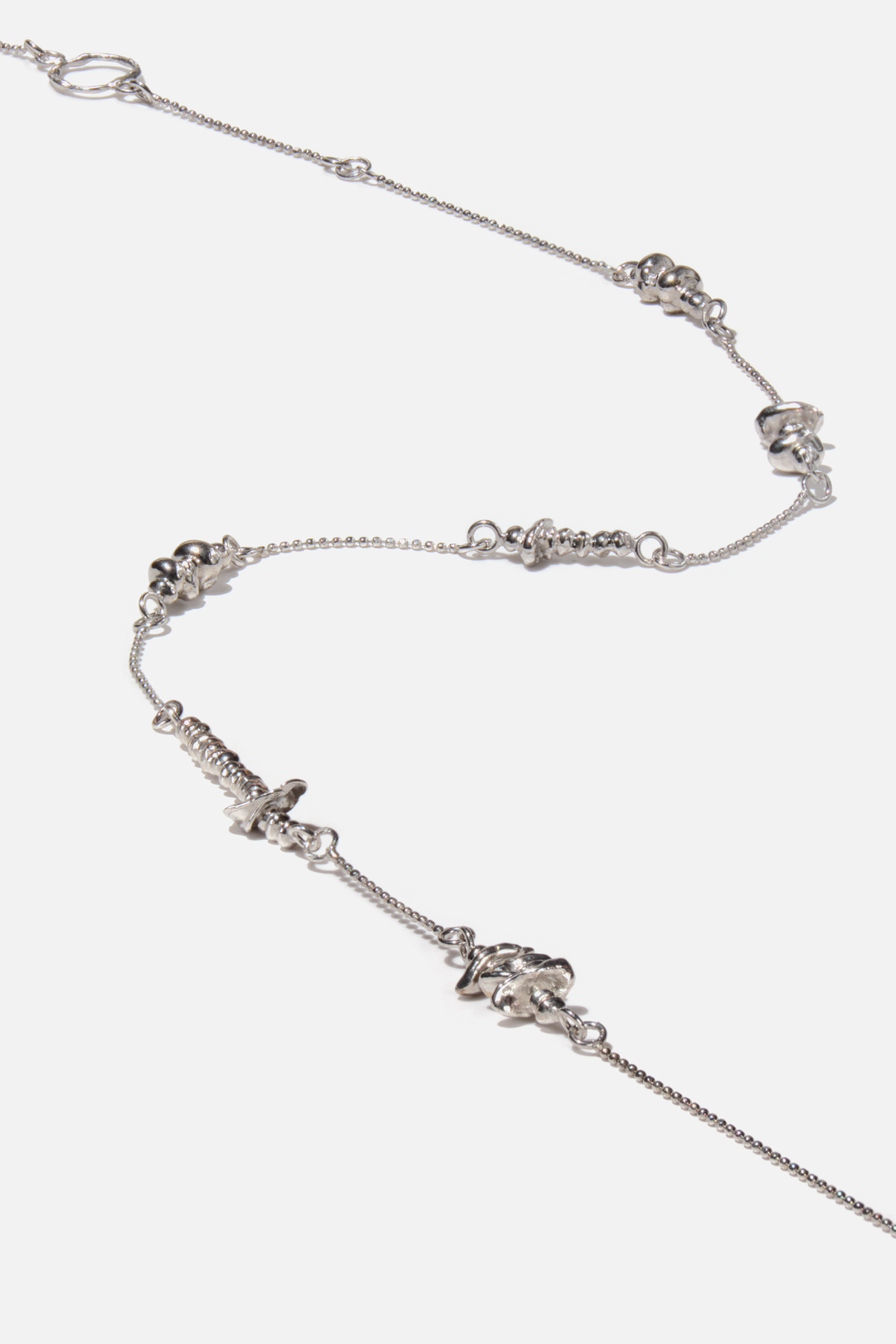 Stone Chain Necklace - Silver