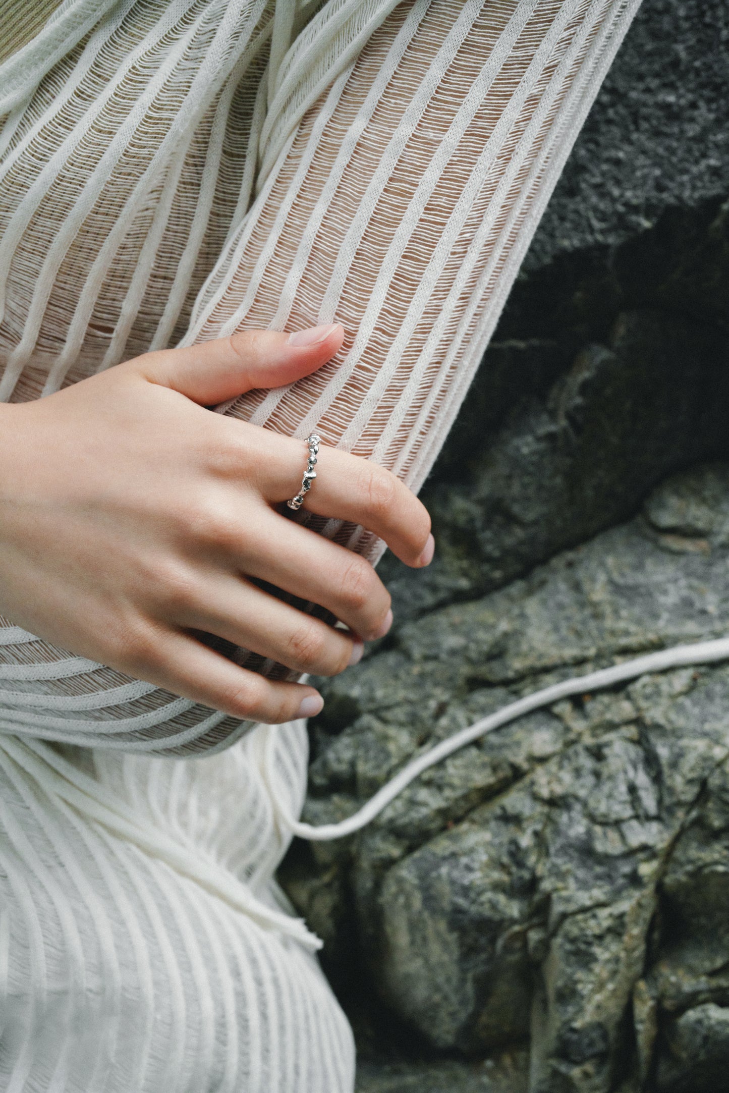 Stacked Stone Ring - Silver