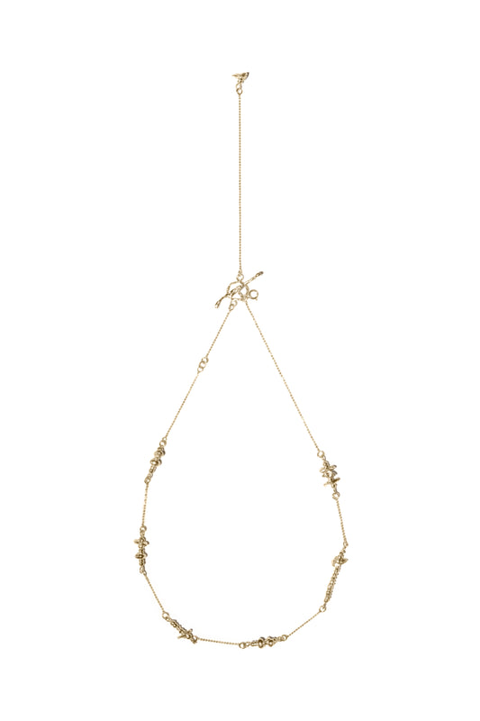 Stone Chain Necklace - Light gold